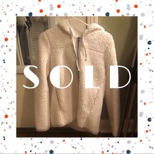 White fluffy zip up jacket